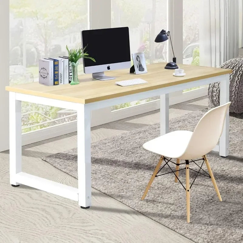 Steel-Legged White Study Desk