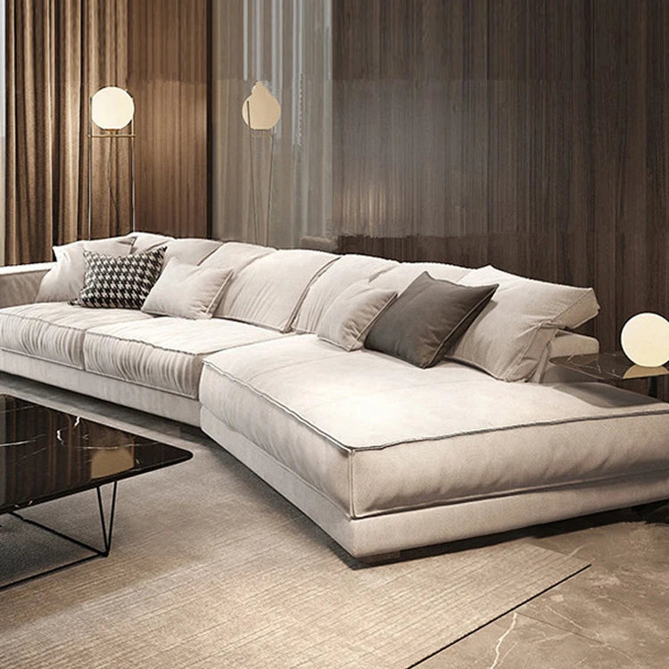 Modern Gray Leather Sectional Sofa Set