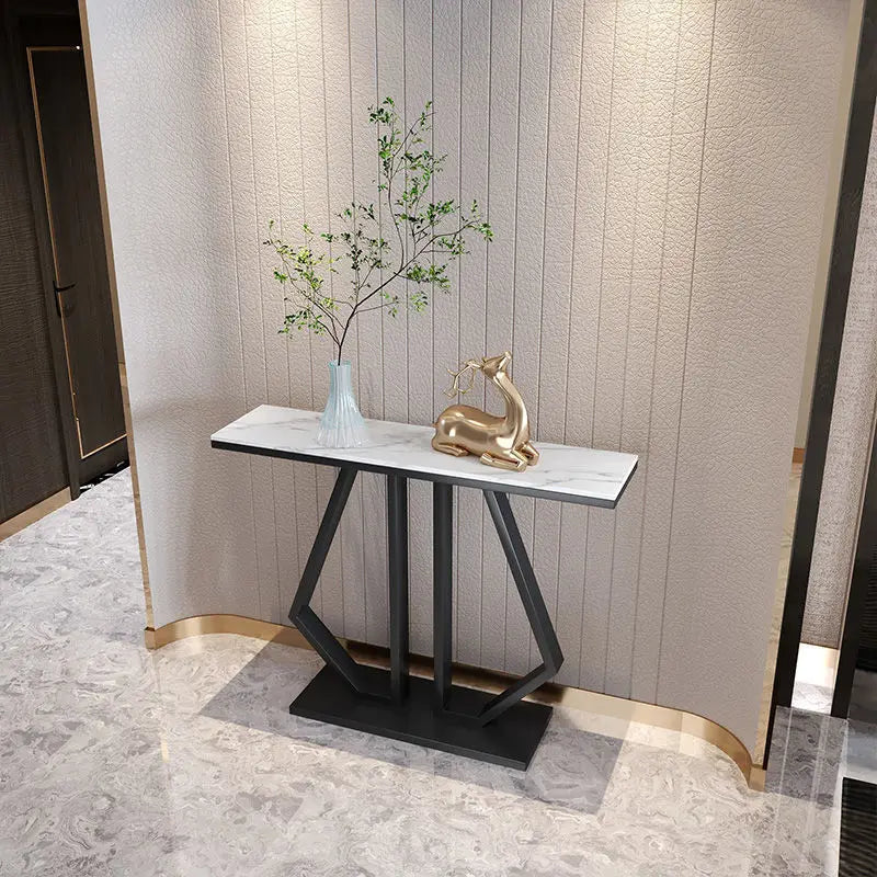 Marble Porch Table with Wall Shelf