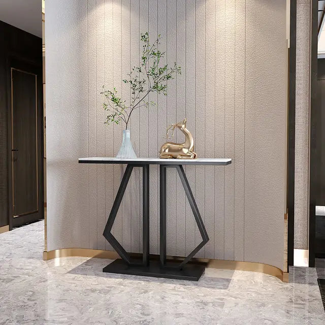 Marble Porch Table with Wall Shelf