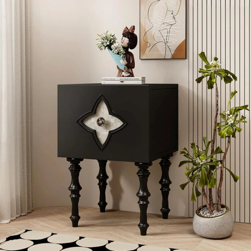 Luxe Black Corner Nightstand