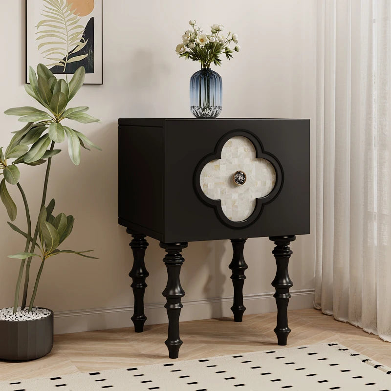 Luxe Black Corner Nightstand