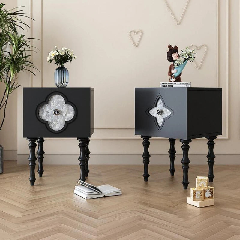 Luxe Black Corner Nightstand