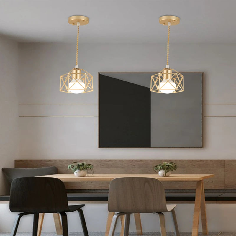 Metal Cage LED Pendant Light Fixture