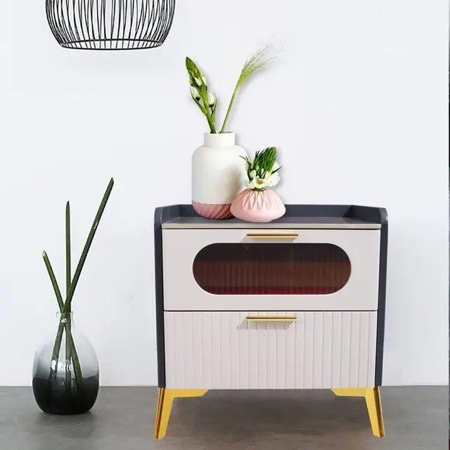 Italian Glass Bedside Cabinet