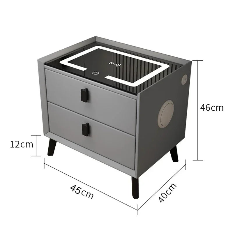 Modern Solid Wood USB Nightstand