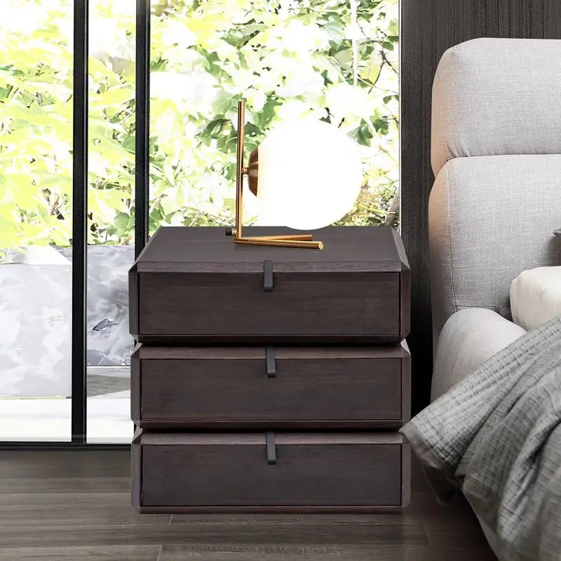 Modern Solid Wood Rotating Nightstand